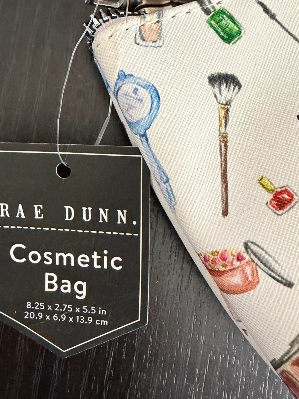 RAE DUNN "All The Things" Cosmetic Bag Small White Makeup Graphic NWT - Picture 3 of 11